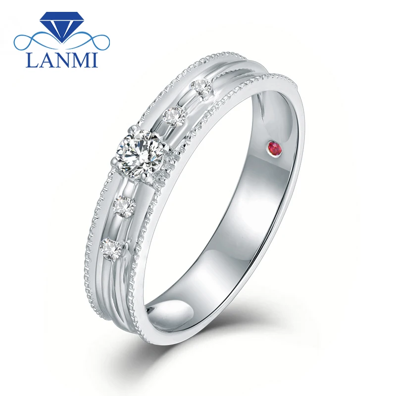 

LANMI специальный дизайн, изысканные ювелирные изделия, 18K Au750, белое золото, бриллианты, рубин, свадебные обещанные кольца для женщин, любящий ...