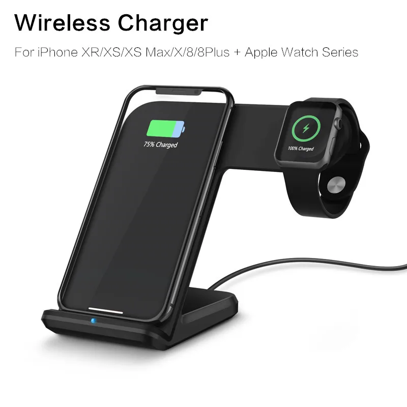 Беспроводное зарядное устройство Qi 2 в 1 для Apple watch 3 4 серии iPhone XS XR Samsung S9|Зарядные