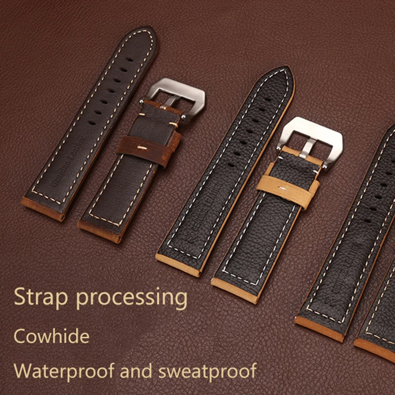 Genuine Leather Watch Band First layer cowhide Matte Leather Straps For Wristwatch Bands Watch Accessories 22/24/26 mm Wholesale