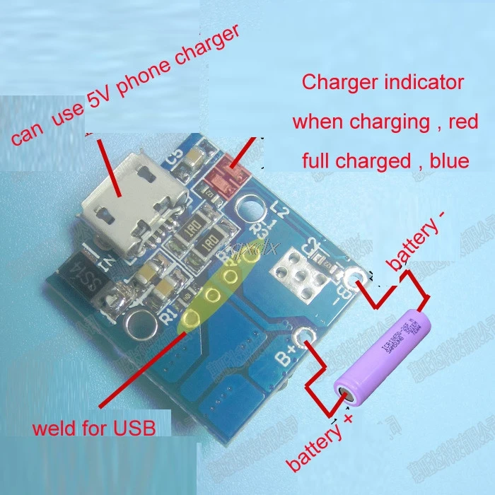 Защитная плата зарядного устройства для литиевых батарей 5 В USB Li Po 18650 внешнего