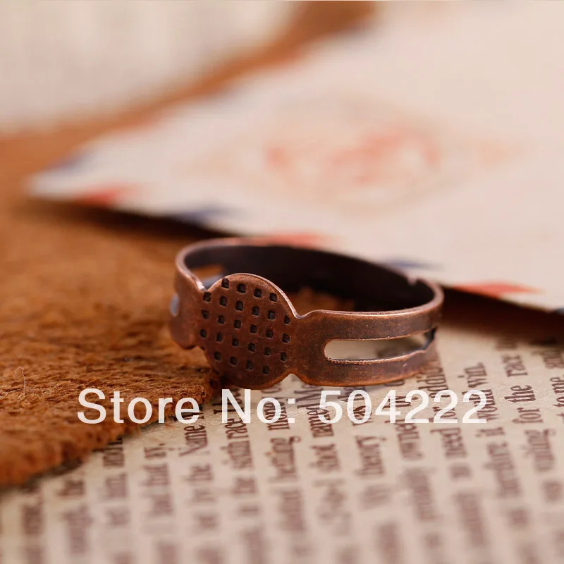 400 шт. смешанные цвета серебро родий золото бронза регулируемое пустое кольцо с 8