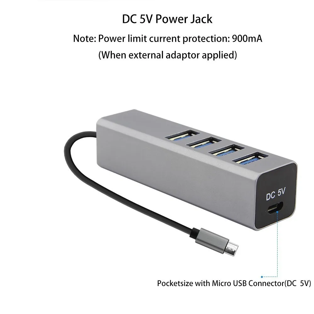 USB 3 0 концентратор типа C 4 порта разветвитель адаптер Мульти интерфейс питания OTG