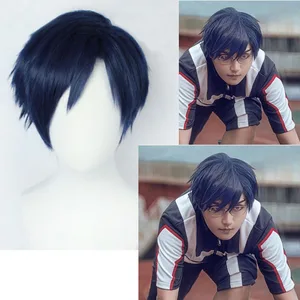 Костюм для косплея My Boku no Hero Academia Iida Tenya, короткий, синий, 37, термостойкий, парик + шапочка для парика