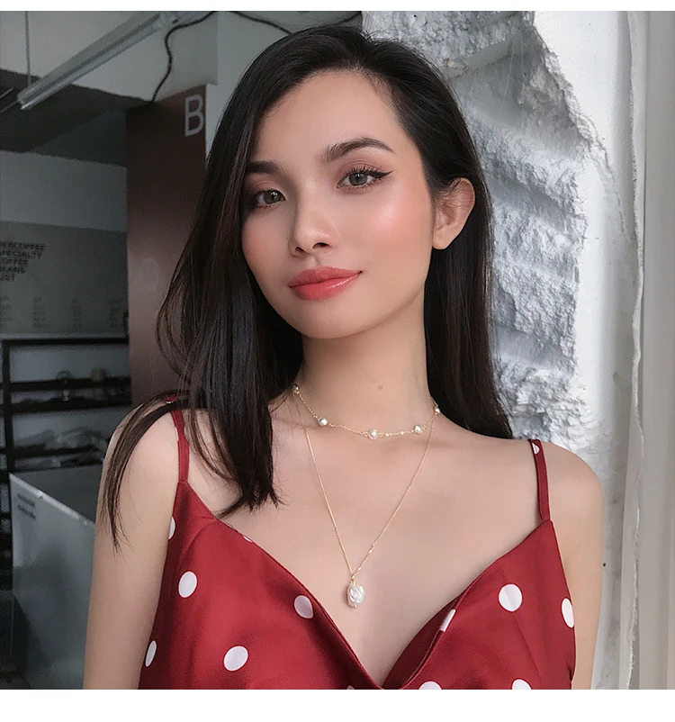 HUANZHI 2019 New Multi-layer Metal Link Chain Irregular Pearls Beads Pendant Choker Necklace for Women Girl Party Jewelry Gift | Украшения