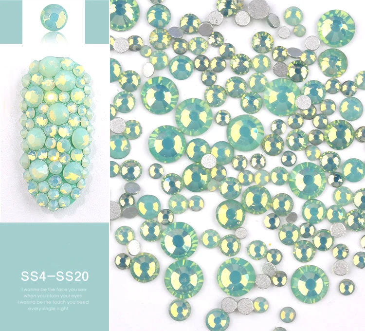 1 Pack SS4-SS20 Mix Opal AB Crystal Nail Art Rhinestones 3d Glass Flatback Diamond DIY Nail Jewelry Sticker Decoration Manicure