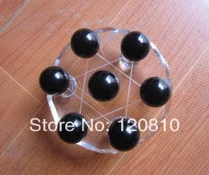 Natural obsidian 36mm ball seven array feng shui decoration fortune lucky stand | Дом и сад