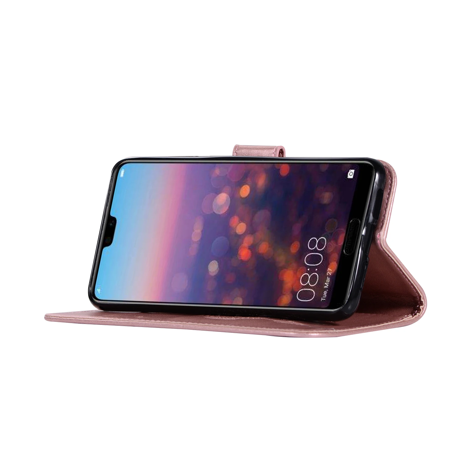 Кожаный чехол-книжка с рисунком ловца снов и совы для Huawei P20 / Lite Pro откидной