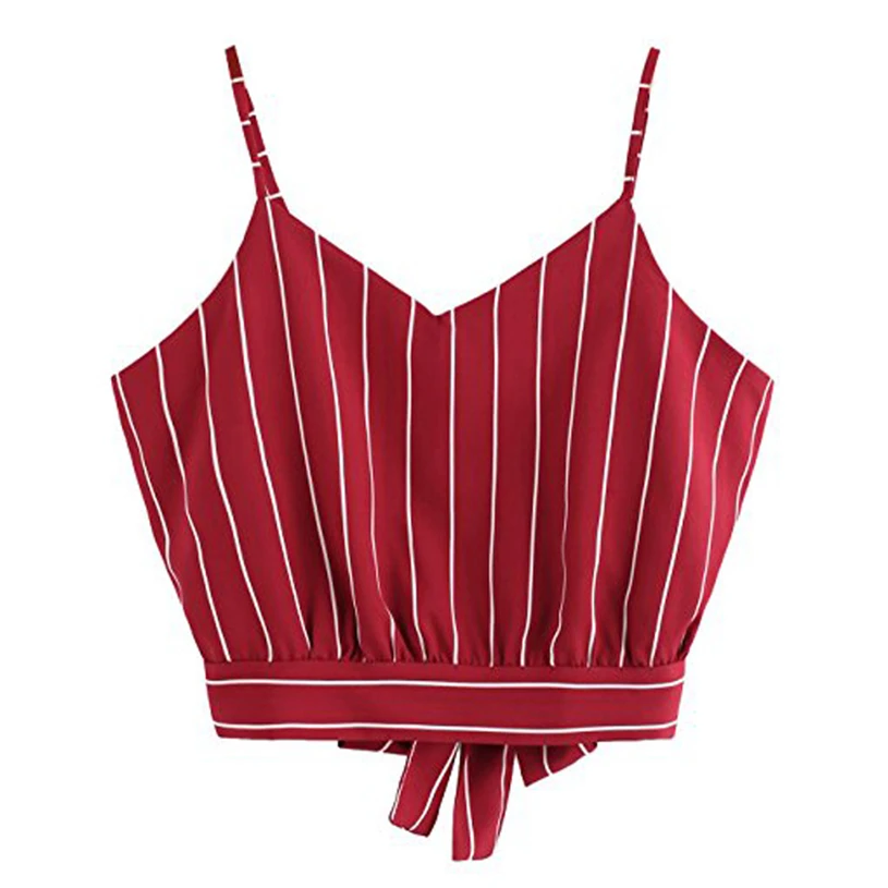 Женский топ с завязками на спине и v образным вырезом poleras de mujer moda 2018 camisa в полоску