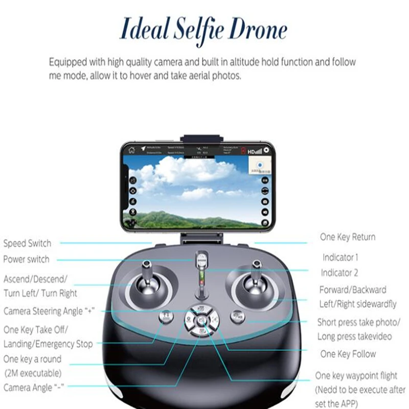 2018 Новый Wifi FPV GPS позиционирование следуй за мной Дрон вертолет 1080P HD камера RC