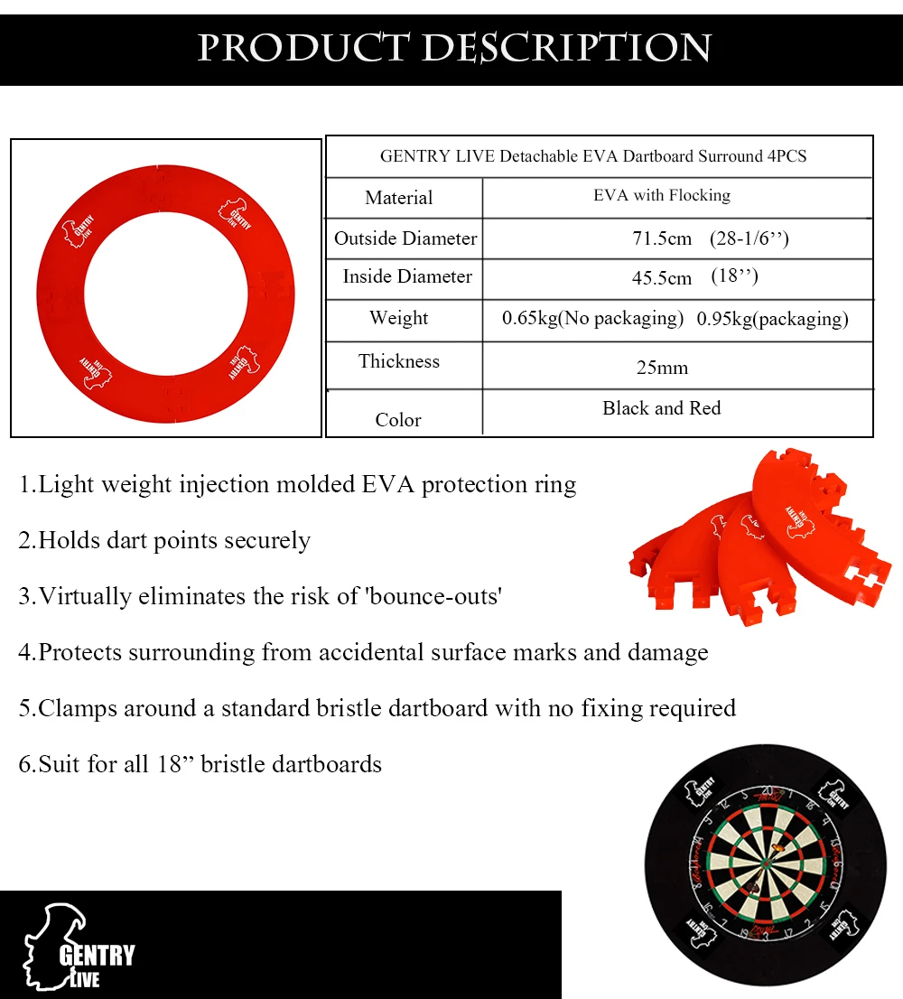 Горячая GENTRY LIVE EVA Dartboard Surround, dartboard в комплект не входит