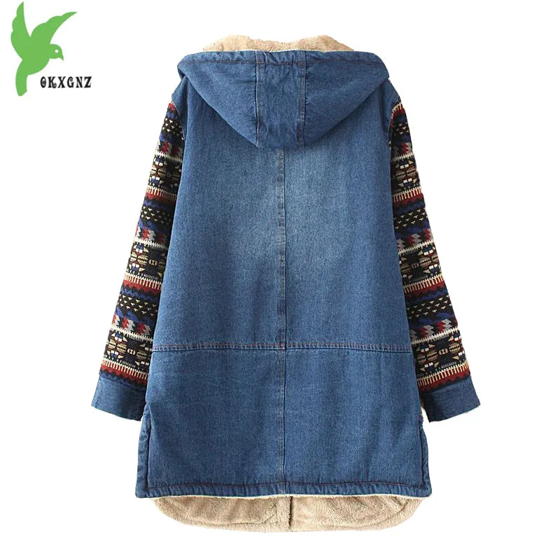 Куртка женская джинсовая осенне зимняя с капюшоном|coat fashion|hooded coatcotton jacket |