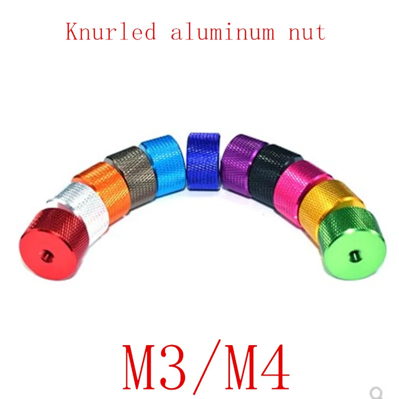10 шт./лот M3 M4 цветная алюминиевая гайка для большого пальца круглая накатанная с