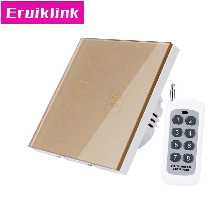 EU/UK Standard 1/2/3 Gang 1 Way Remote Control Light Switch RF433 Wall Touch 220V for Smart Home | Обустройство дома