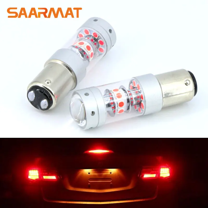 Пара 1157 BAY15D P21/5W 140W красный светодиодный тормозной задний фонарь для Ford Focus Fiesta