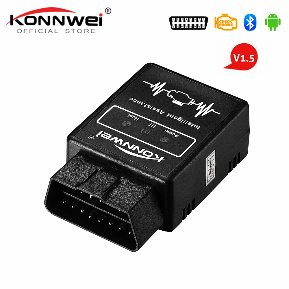 

Автомобильный диагностический инструмент KONNWEI OBD2, сканер EML327 Pic18f25k80, Elm327, Bluetooth, OBD2, V1.5, Elm 327, v1.5