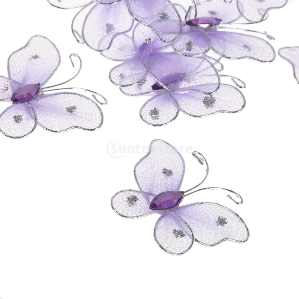 50 шт. Проводные сетки ремесло чулок бабочки свадебной вечерние декор 2*3 2 см | Дом и