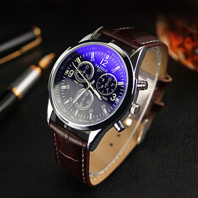 Оптовая классические деловые мужчины часы мода световой известная марка кожаный