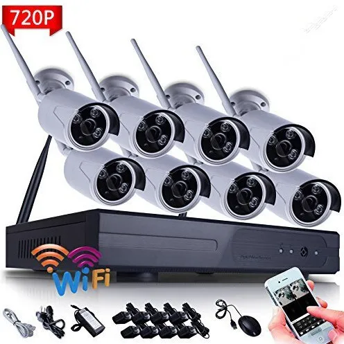 8CH hd Wi-Fi NVR безопасности Беспроводной сети 720 P 1MP Ночное видение ip Камеры Скрытого