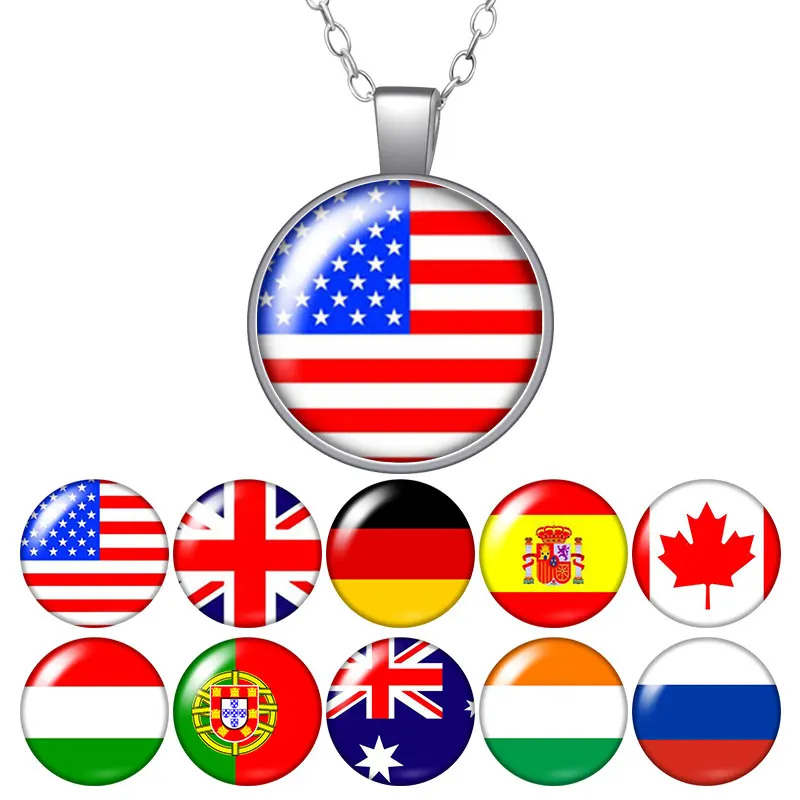 Модное ожерелье с подвеской в виде флага США Великобритании Канады Германии 25 мм