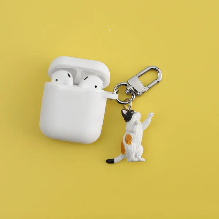 Кулон с милым котом для защитный чехол для airpods силиконовая Мягкая Беспроводная bluetooth-гарнитура набор персональный женский чехол анти-падение - Цвет: Yellow