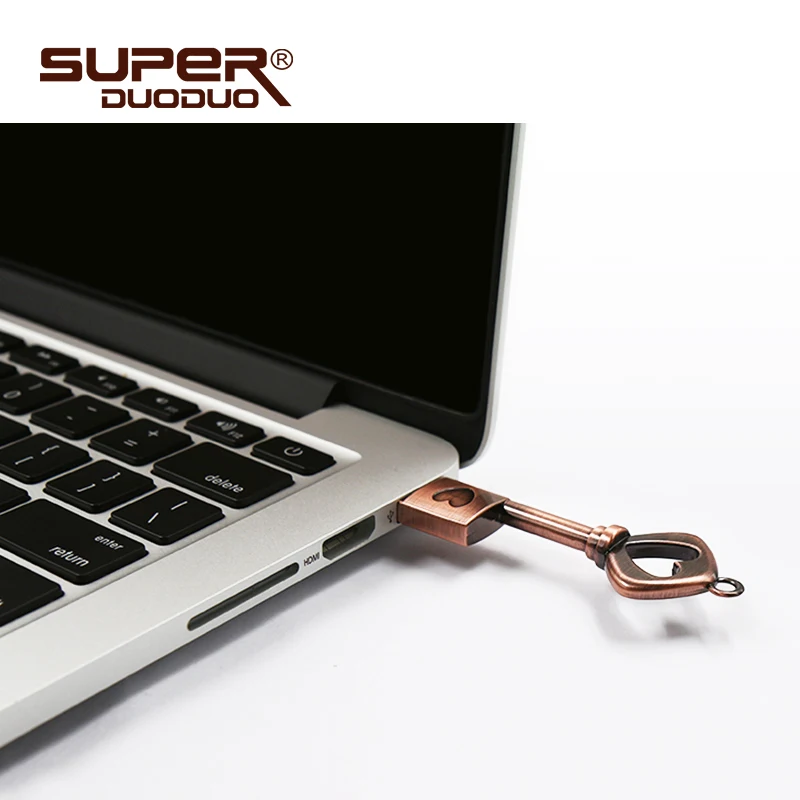 Горячая Распродажа флеш-накопителей Медь любовь Форма ключ usb-накопитель 64 ГБ 32 ГБ оперативной памяти, 16 Гб встроенной памяти, 8 ГБ 4 ГБ USB флеш-накопитель карта памяти, Флеш накопитель u-диск подарок