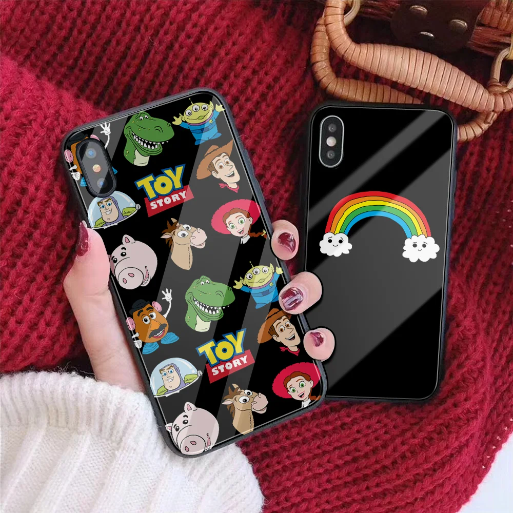DIY чехол из закаленного стекла для телефона для iPhone 7 8 6 6S Plus Ститч История игрушек чехол для телефона для iPhone XS MAX XR 5 5S SE чехол