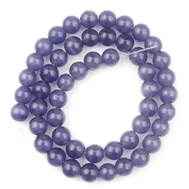 4 6 8 10 12 mm 15'' Purple Cat Eye Opal Round Loose Natural Stone Beads For Jewelry Making Fit DIY Men Charms Bracelet Necklace |