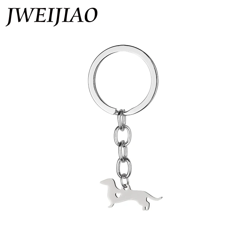 

JWEIJIAO Animal charms Dachshunds keychain stainless steel dog pendant key chain Pet Lover Keychain Keyring Family Jewelry SKU21