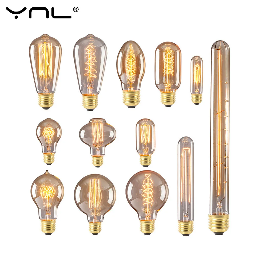 

Retro Edison Light Bulb E27 220V 110V 40W ST64 A19 G80 G95 Filament Vintage Incandescent Bulb Ampoule Edison Lamp For Decor