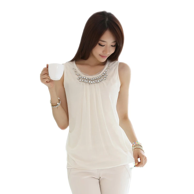 Camisas blusas feminina 2018 Новые летние топы жилетка без рукавов для девушек шифоновая