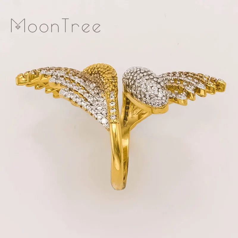 MoonTree роскошное открытое дизайнерское обручальное кольцо с цветком из фианитов