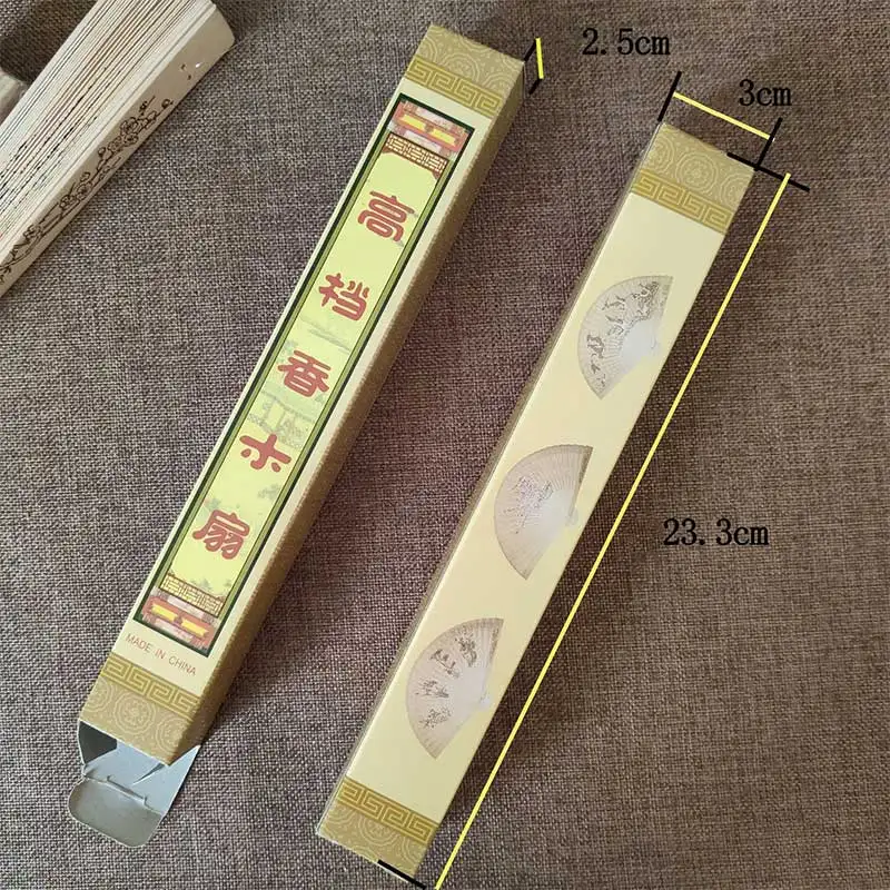 1Pcs Chinese wood carving printing Vintage antique craft fan Incense wood lady folding fan