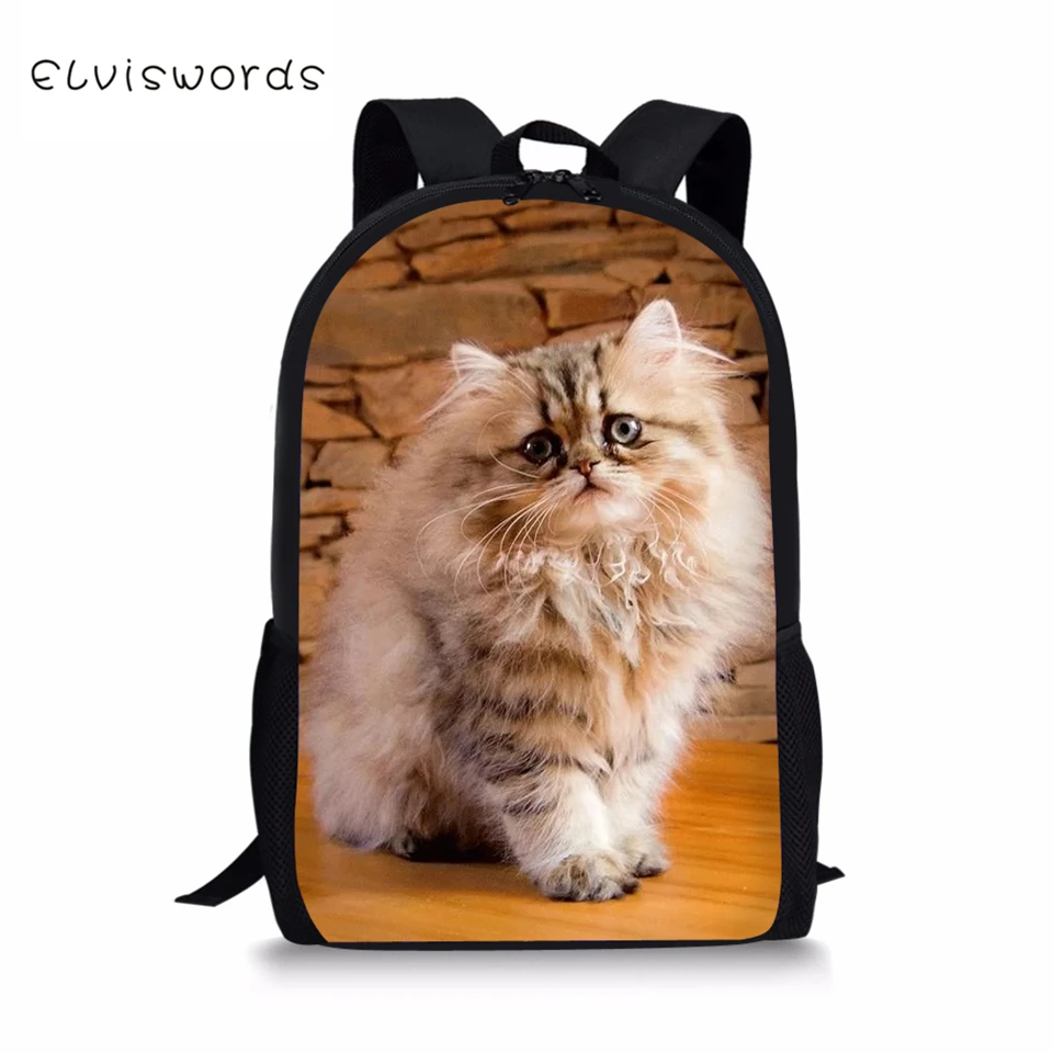 Детские рюкзаки ELVISWORDS Kawaii детские школьные сумки с рисунком персидских кошек для