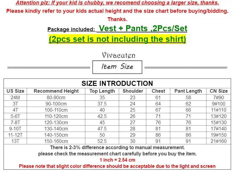2-13Y Boys Vest Pants2pcs Suit Set Gentleman Kids Formal Waistcoat for Wedding Birthday Clothes School Costume Fashion |