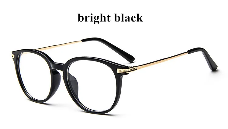 bright black Женские очки для компьютера, круглые прозрачные очки для мужчин, оправа для очков Oculos De Grau, Модные прозрачные линзы, анти синий луч - Цвет оправы: bright black