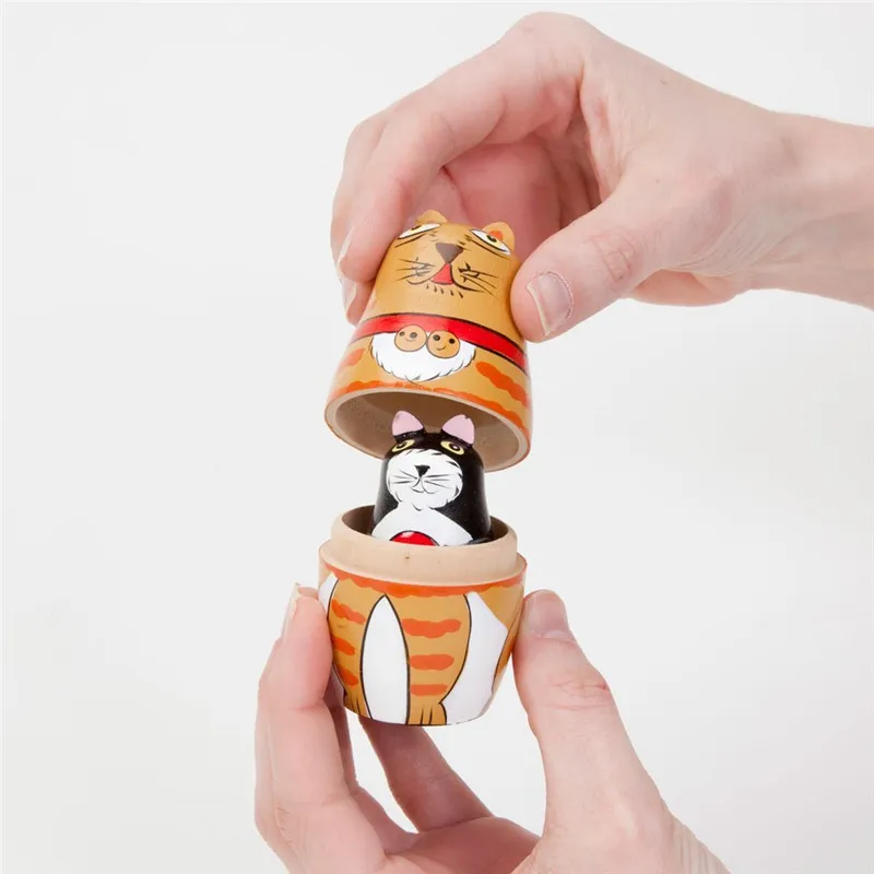 1 Набор = 5 шт. русская кукла ручной работы &quotКлео и друзья&quot Матрешка кошки