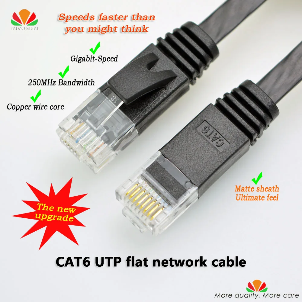 50pcs/lot 6ft 3m CAT6 Ethernet cable flat UTP CAT6 network cable Gigabit Ethernet Patch Cord RJ45 network twisted pair Lan cable