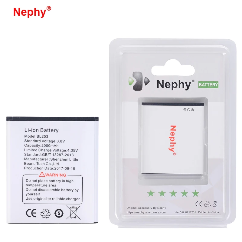 Оригинальный Nephy Батарея BL253 для lenovo A2010 в 2010 2000 мАч BL 253 высокое качество запачасти