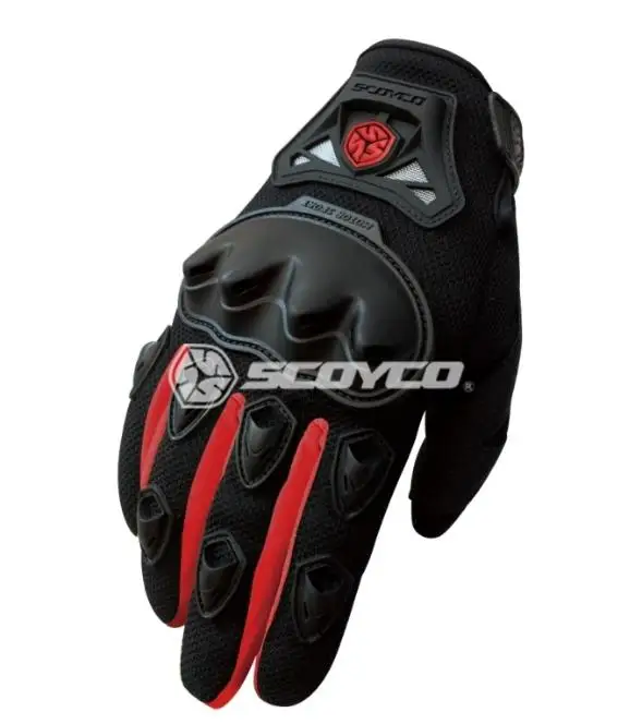Scoyco moto rcycle гоночные перчатки полный палец moto защитный корпус силиконовый ладонь moto rbike moto крест защитные перчатки - Цвет: Красный
