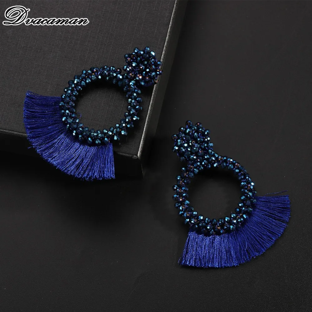 Dvacaman Boho дизайнерские длинные висячие серьги с кисточками для женщин модные полимерные массивные серьги этнические, праздничные ювелирные изделия в подарок
