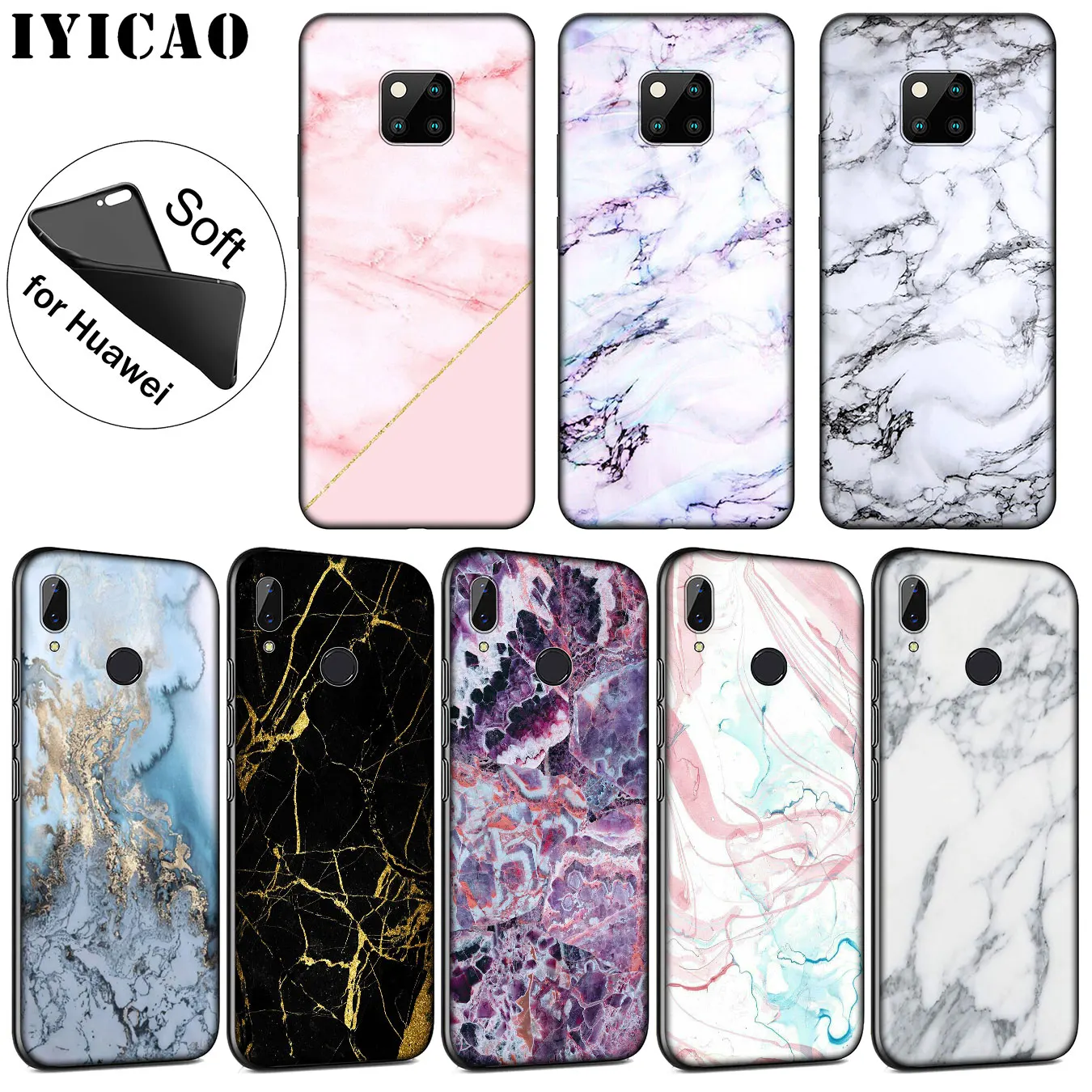 IYICAO розовый мрамор Новинка Fundas Мягкий силиконовый чехол для телефона Huawei Mate 30 20 10