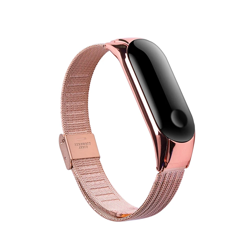 Rose gold Mi lanese браслет для xiaomi mi band 3 сменный ремешок регулируемый размер быстросъемный mi band 3 ремешок - Цвет: Rose gold