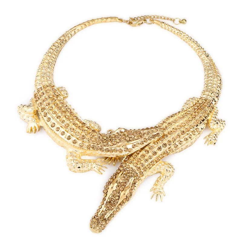

Exaggerated female alligator necklace personality creative zirconium stone collarbone chain