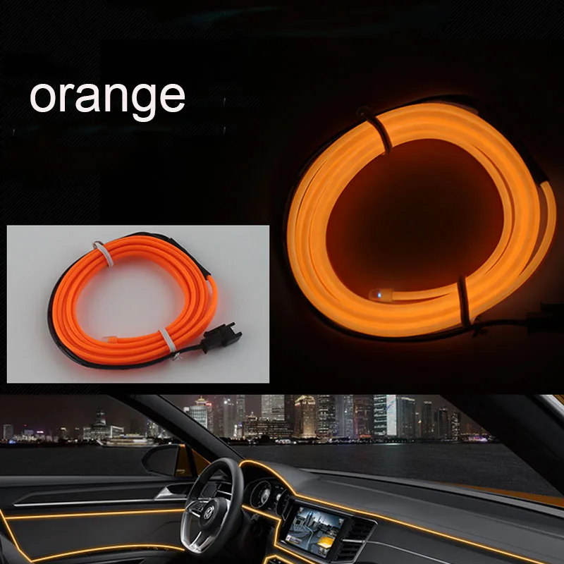 orange 3 м 10 цветов, автомобильный Стайлинг, сделай сам, EL, холодная линия, гибкая внутренняя отделка, Формовочная отделка, полоски, светильник для мотоцикла и автомобилей - Испускаемый цвет: orange