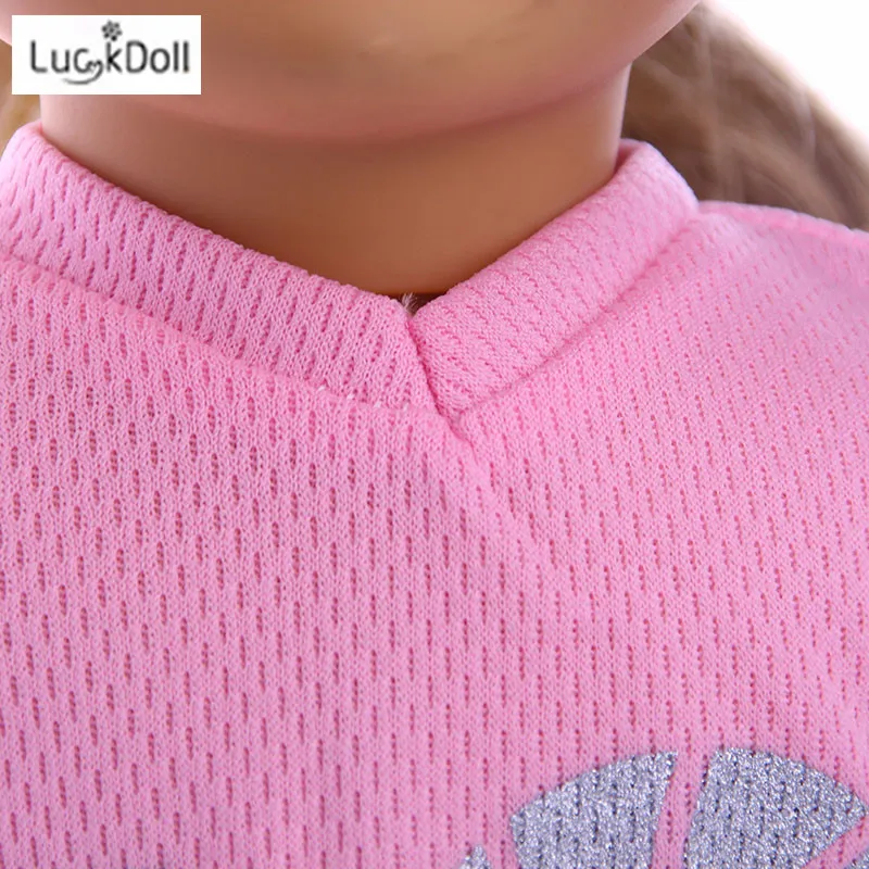 LUCKDOLL модное летнее розовое платье подходит 18 дюймов Американский 43 см детская кукла одежда аксессуары, игрушки для девочек, поколение, подарок на день рождения