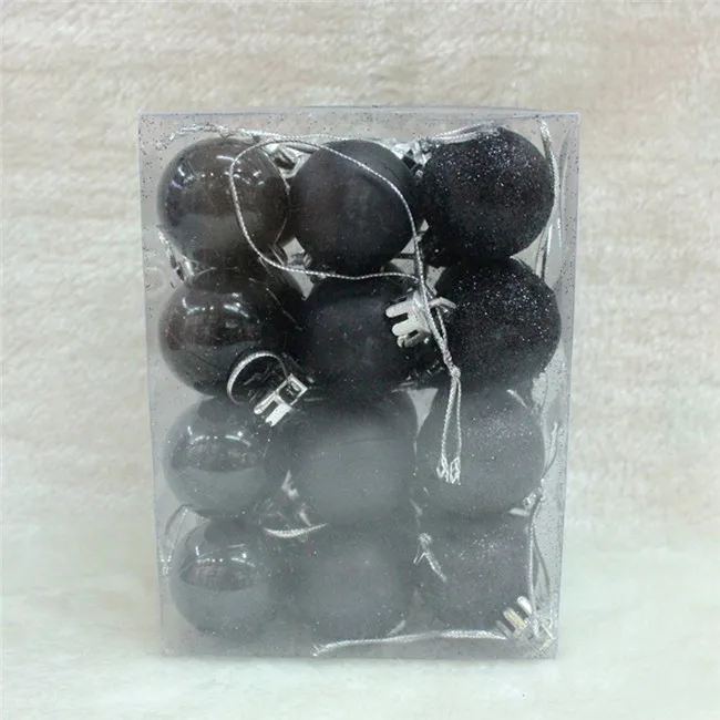 3cm 24pcs black 24 шт./упак. многоцветные шары для украшения рождественской елки 3/4 см Пластик подарок шар для xmasparty украшения - Цвет: 3cm 24pcs black