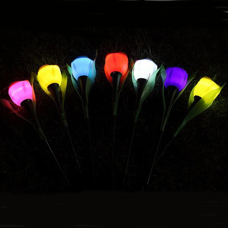 Абсолютно Новый Тюльпан пластиковый цветок на солнечной батарее