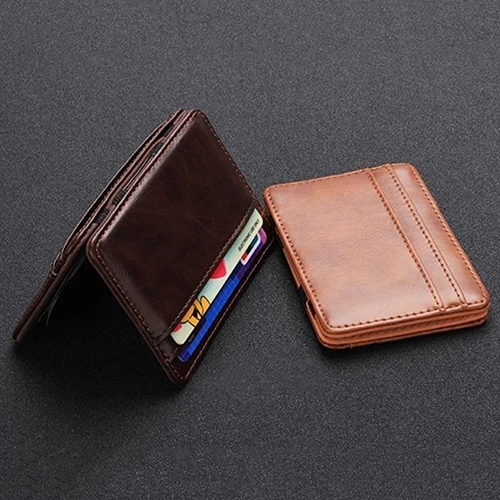Мужской кожаный тонкий кошелек двойного сложения с отделением для карт и