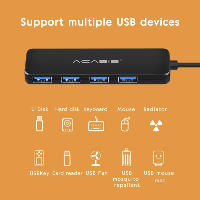 4-портовый USB 3 0 Ультра тонкий концентратор данных для MacBook Mac Pro/Mini Surface Pro XPS ноутбук