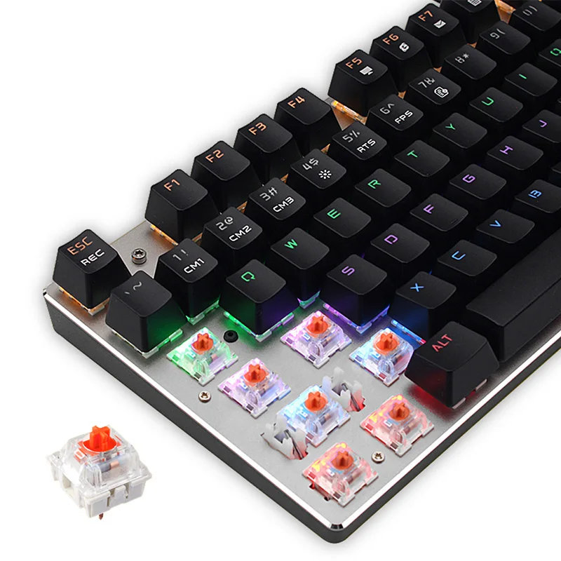 USB Проводная игровая клавиатура Механическая металлическая 87 клавиш